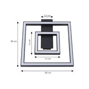 Lindby LED stropné svietidlo Madamo, čierne, 30 cm, 3000K, hliník