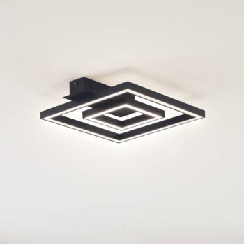 Lindby LED stropné svietidlo Madamo, čierne, 30 cm, 3000K, hliník
