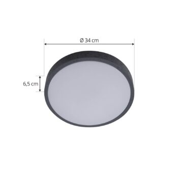 Lindby LED stropné svietidlo Manala, betónová sivá, RGB, CCT, diaľkové