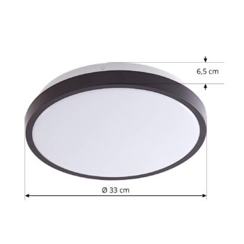 Lindby LED stropné svietidlo Medon Ø 29 cm čierny plast IP44