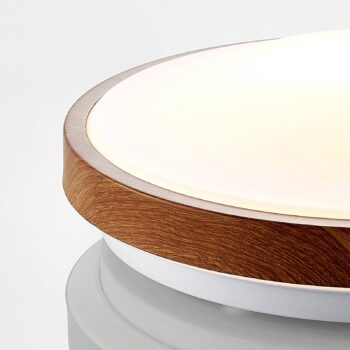 Lindby LED stropné svietidlo Mendosa, okrúhle, svetlé drevo, Ø 29 cm