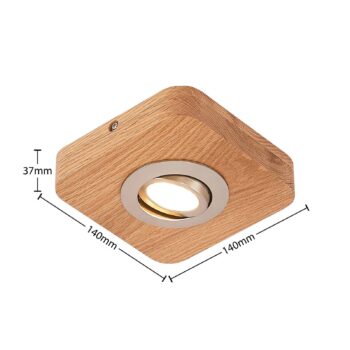 Lindby LED stropné svietidlo Mikari, 14 cm, drevo, otočné