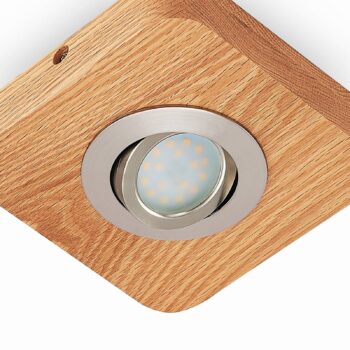 Lindby LED stropné svietidlo Mikari, 14 cm, drevo, otočné