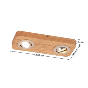 Lindby LED stropné svietidlo Mikari, 30 cm, drevo, otočné