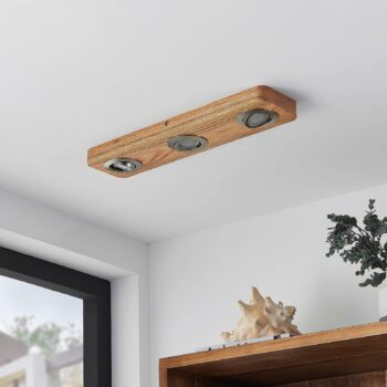 Lindby LED stropné svietidlo Mikari, 48 cm, drevo, otočné