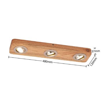 Lindby LED stropné svietidlo Mikari, 48 cm, drevo, otočné