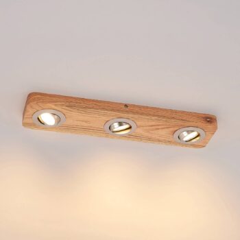Lindby LED stropné svietidlo Mikari, 48 cm, drevo, otočné
