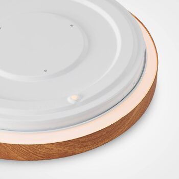 Lindby LED stropné svietidlo Mynte, Ø30cm, vzhľad dreva, plast