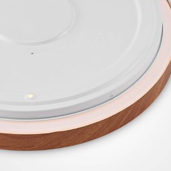 Lindby LED stropné svietidlo Mynte, Ø43cm, vzhľad dreva, plast