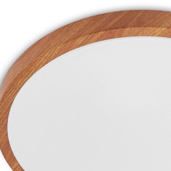 Lindby LED stropné svietidlo Mynte, Ø43cm, vzhľad dreva, plast