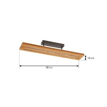 Lindby LED stropné svietidlo Nesaja, čierne, drevo, 98 cm, stmievateľné