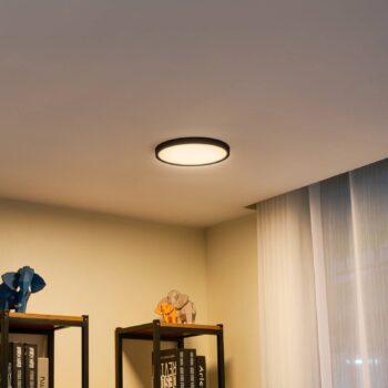 Lindby LED stropné svietidlo Pravin, Ø 23 cm, 3 000 K, čierne