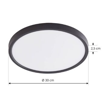 Lindby LED stropné svietidlo Pravin, Ø 30 cm, stmievateľné, čierne