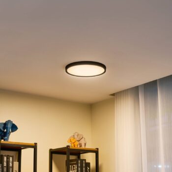 Lindby LED stropné svietidlo Pravin, Ø 30 cm, stmievateľné, čierne