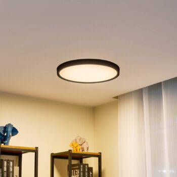 Lindby LED stropné svietidlo Pravin, Ø 50 cm, CCT, čierna