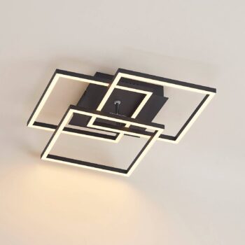 Lindby LED stropné svietidlo Quiana, CCT, hranaté, čierne, 42 cm