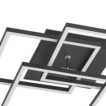Lindby LED stropné svietidlo Quiana, CCT, hranaté, čierne, 42 cm