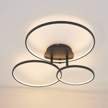 Lindby LED stropné svietidlo Rayk, čierne, kov, 77 cm, stmievateľné