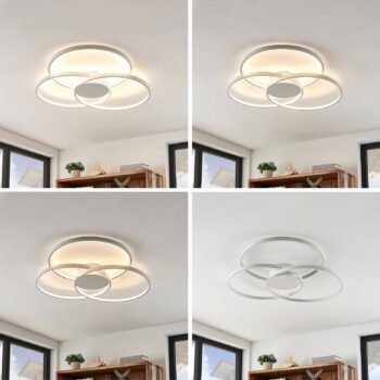 Lindby LED stropné svietidlo Riley, biele, kov, 80 cm, stmievateľné
