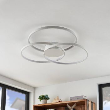 Lindby LED stropné svietidlo Riley, biele, kov, 80 cm, stmievateľné