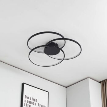 Lindby LED stropné svietidlo Riley, čierne, 3 000 K, stmievateľné