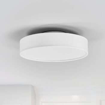 Lindby LED stropné svietidlo Saira, Ø 30 cm, biela, textil