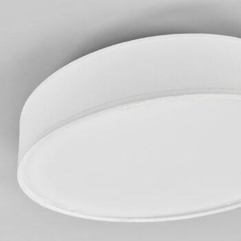 Lindby LED stropné svietidlo Saira, Ø 30 cm, biela, textil