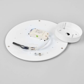 Lindby LED stropné svietidlo Saira, Ø 30 cm, biela, textil