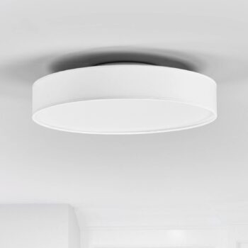 Lindby LED stropné svietidlo Saira, Ø 40 cm, biela, textil