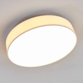 Lindby LED stropné svietidlo Saira, Ø 40 cm, biela, textil
