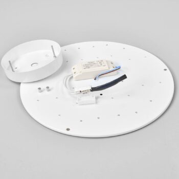 Lindby LED stropné svietidlo Saira, Ø 40 cm, biela, textil