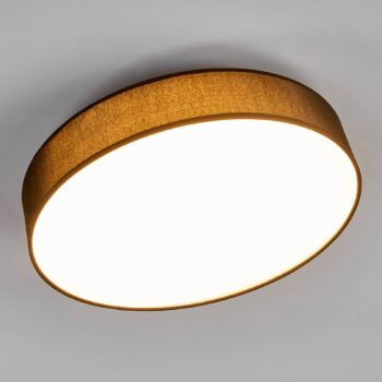 Lindby LED stropné svietidlo Saira, Ø 40 cm, čierna farba, textil