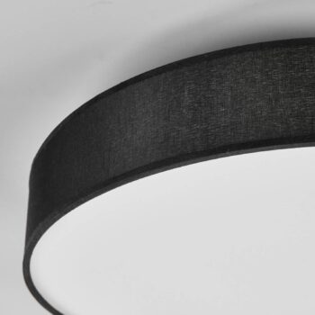 Lindby LED stropné svietidlo Saira, Ø 40 cm, čierna farba, textil