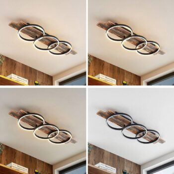 Lindby LED stropné svietidlo Sentoa, drevo, dĺžka 100 cm, 3 000 K