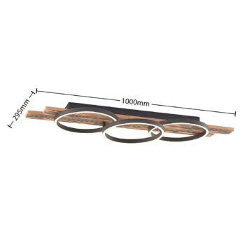 Lindby LED stropné svietidlo Sentoa, drevo, dĺžka 100 cm, 3 000 K