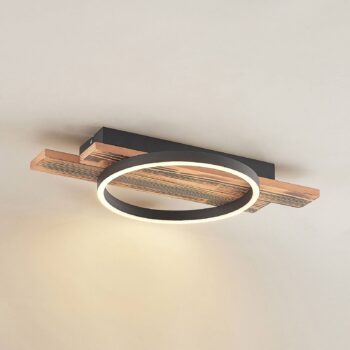 Lindby LED stropné svietidlo Sentoa, drevo, dĺžka 52,8 cm, 3 000 K