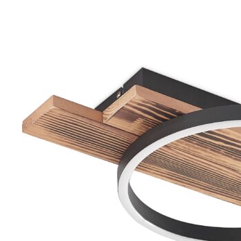 Lindby LED stropné svietidlo Sentoa, drevo, dĺžka 52,8 cm, 3 000 K