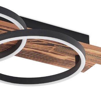 Lindby LED stropné svietidlo Sentoa, drevo, dĺžka 75 cm, 3000 K