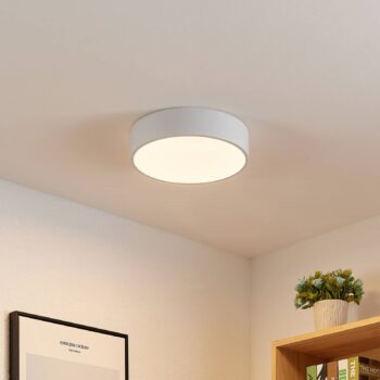 Lindby LED stropné svietidlo Simera, Ø 30 cm, biela, kov