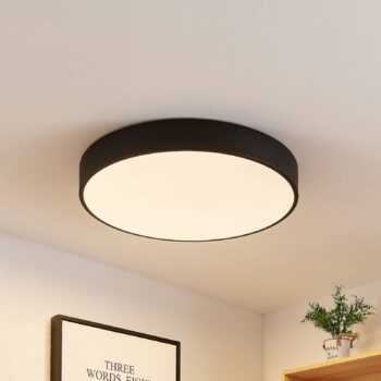 Lindby LED stropné svietidlo Simera, Ø 50 cm, čierna farba, kov