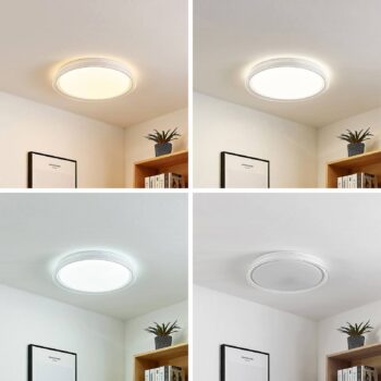 Lindby LED stropné svietidlo Sleya Ø 50 cm, biele, CCT, stmievateľné