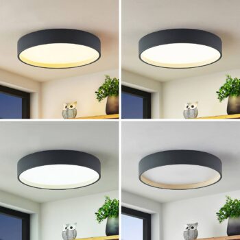 Lindby LED stropné svietidlo Todor, 50 cm, antracit, CCT, drevo