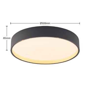 Lindby LED stropné svietidlo Todor, 50 cm, antracit, CCT, drevo