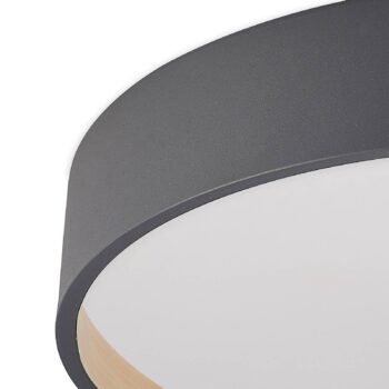 Lindby LED stropné svietidlo Todor, 50 cm, antracit, CCT, drevo