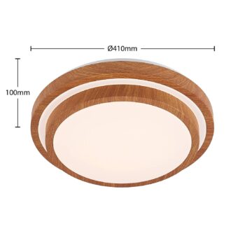 Lindby LED stropné svietidlo Vaako, Ø 41 cm, kov, vzhľad dreva
