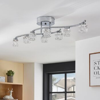 Lindby LED stropné svietidlo Yaro, 8 svetiel, chróm, stmievateľné