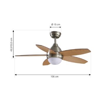 Lindby LED stropný ventilátor Klasika, DC, tichý, 106 cm, CCT