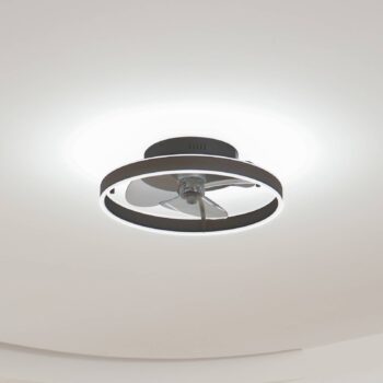 Lindby LED stropný ventilátor Momitu, čierny, tichý, Ø 50 cm