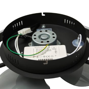 Lindby LED stropný ventilátor Momitu, čierny, tichý, Ø 50 cm