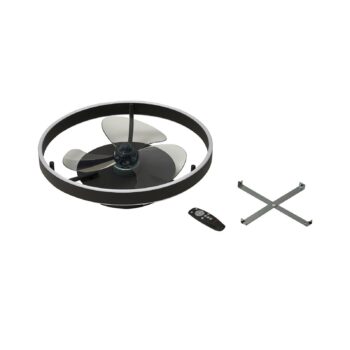 Lindby LED stropný ventilátor Momitu, čierny, tichý, Ø 50 cm